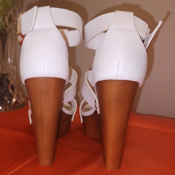 JustFab White Situna Platform Wedge Sandals - Picture 5 of 11